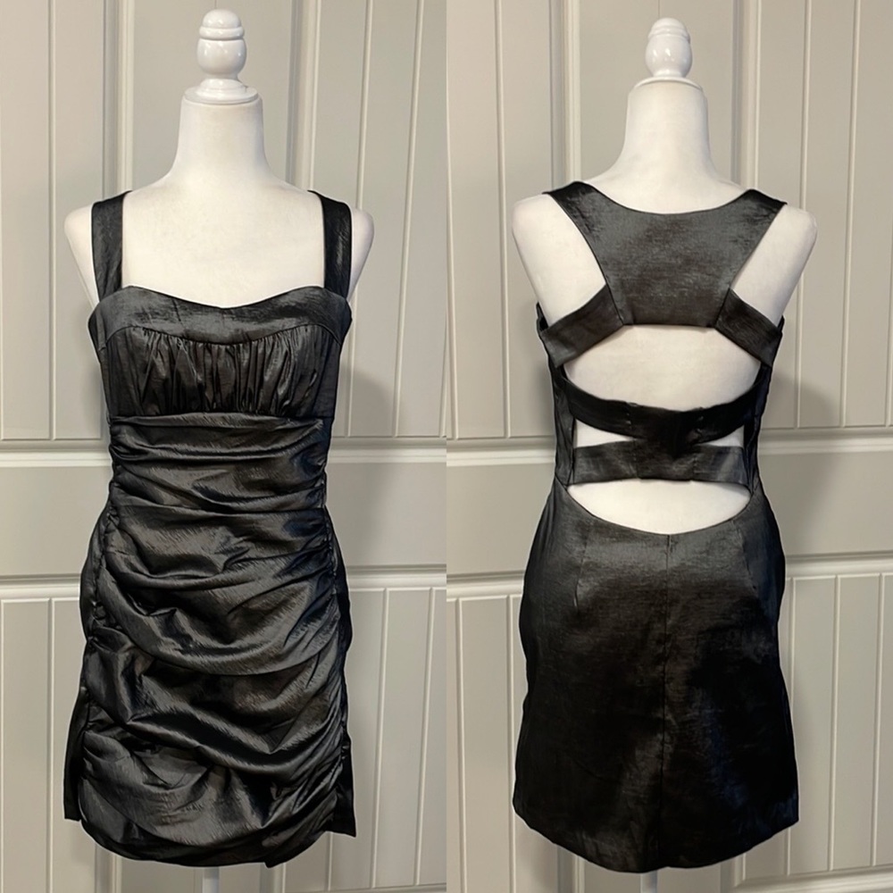 Jessica McClintok Y2K Bodycon Cut-Out Ruched Dress